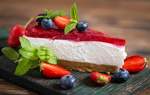 Dessert, Beere, Blaubeere, Erdbeere, Kuchen, Lebensmittel, Obst, Stillleben, HD-Hintergrundbild HD wallpaper