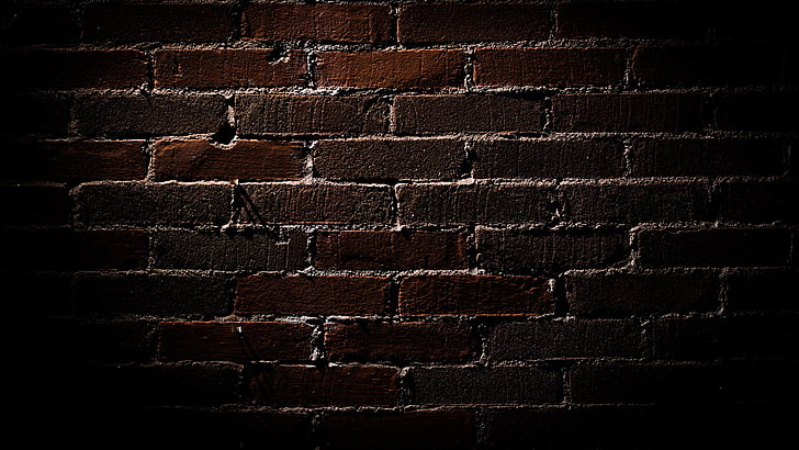 brown bricked wall digital wallpaper, dark, brick, texture, HD wallpaper