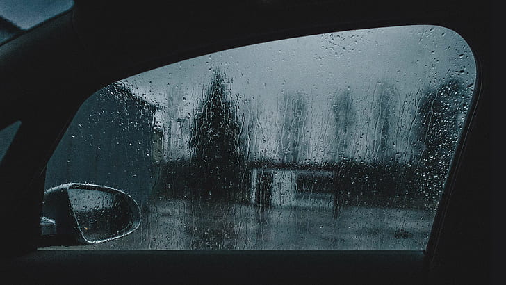 кола, облаци, стъкло, огледало, дъжд, буря, време, прозорец, HD тапет