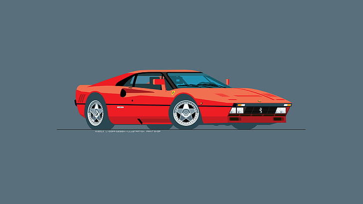 car, Flatdesign, 288 GTO, digital art, red, Ferrari, HD wallpaper