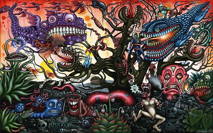 Gelap, Artistik, Abstrak, Monster, Psychedelic, Trippy, Wallpaper HD