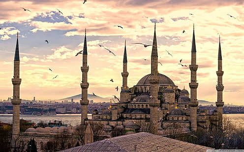 Османска империя, еничари, джамия, сграда, небе, градски пейзаж, HD тапет HD wallpaper