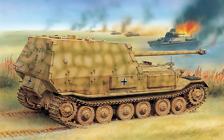 brown military truck wallpaper, war, tank fighter, Ferdinand, PT-ACS, tank destroyer, HD wallpaper