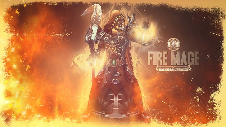 Илюстрация на Fire Mage, World of Warcraft: Военачалници на Дренор, магьосник, HD тапет