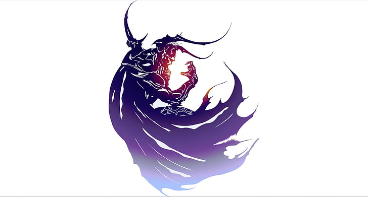 blue dragon illustration, minimalism, simple background, Final Fantasy IV, Final Fantasy, Yoshitaka Amano, fantasy art, HD wallpaper