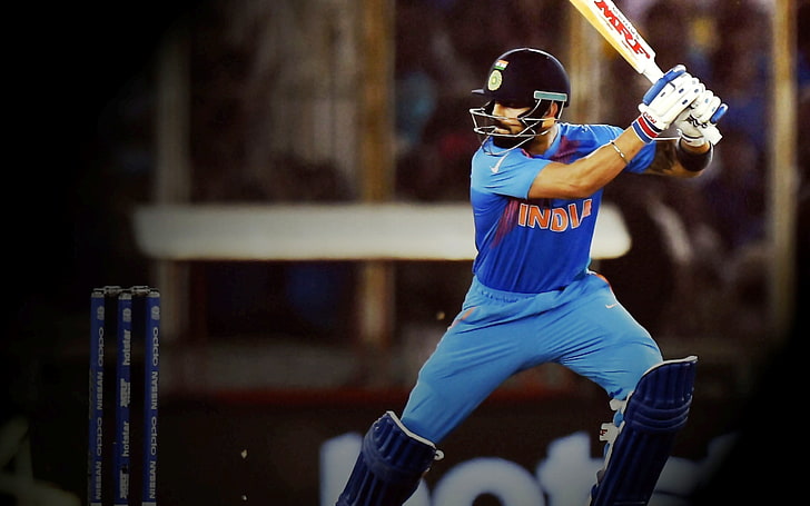 Virat Kohli Leads, conjunto de camisa azul masculino, esportes, críquete, virat kohli, HD papel de parede