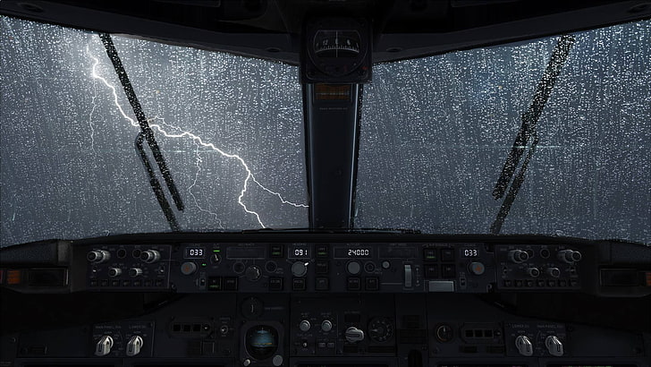 737, water on glass, lightning, Boeing, rain, Boeing 737NG, aircraft, airplane, HD wallpaper