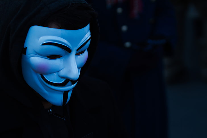 Masker Guy Fawkes, topeng, tudung, anonim, wajah, Wallpaper HD