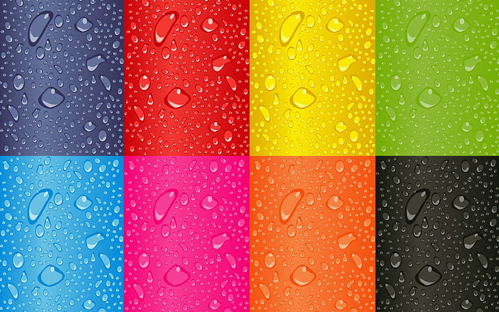 assorted-color illustration, drops, color, rainbow, water, HD wallpaper