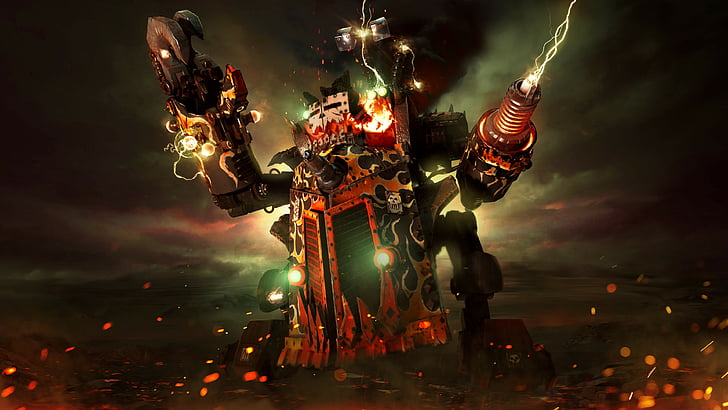 carta da parati grafica di guerra robot rosso, Warhammer 40k: Dawn of War 3, i migliori giochi, Sfondo HD