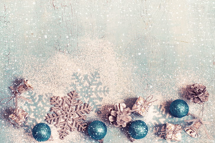 decoration, snowflakes, New Year, Christmas, happy, Merry Christmas, Xmas, gift, holiday celebration, HD wallpaper