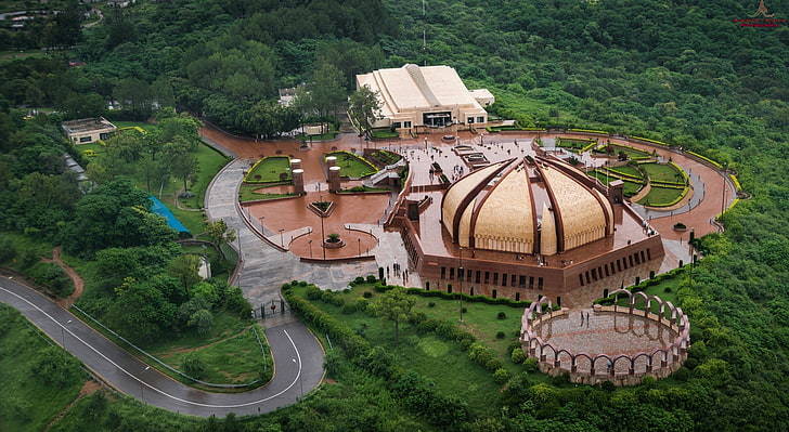 Pakistan Monument Museum Islamabad, zdjęcie lotnicze zamku, Azja, Pakistan, architektura, budynek, muzeum, widok z lotu ptaka, Tapety HD