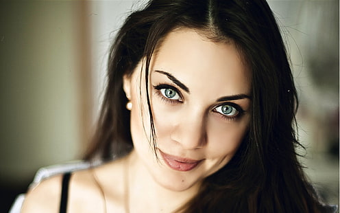 женщины, модель, лицо, смотрит на зрителя, Люси Линч, голубые глаза, улыбается, портрет, HD обои HD wallpaper