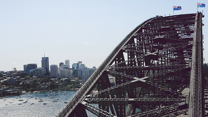 photography, bridge, architecture, water, urban, cityscape, Sydney Harbour Bridge, Australia, HD wallpaper