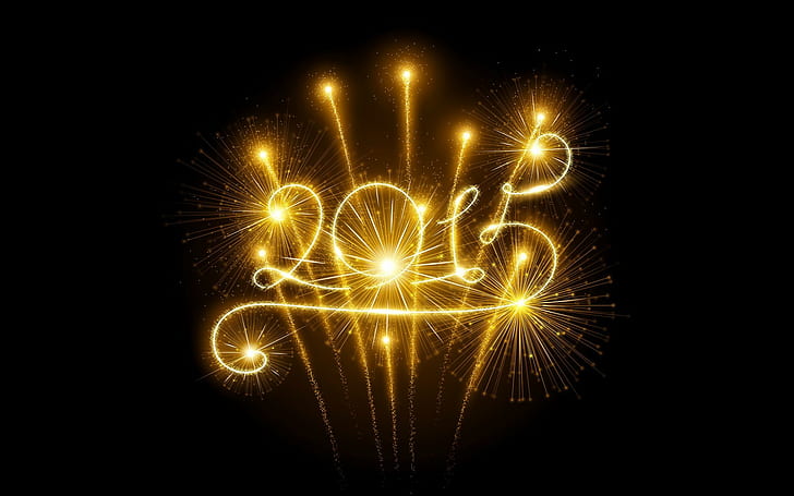 2015, Happy Golden Year, fireworks, Golden, New Year, Happy, 2015, HD wallpaper