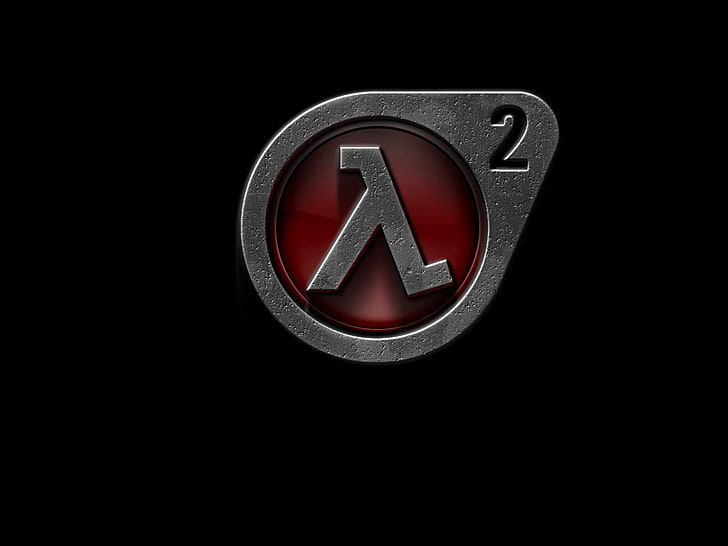 graues und rotes Logo, Logo, Halbwertszeit 2, Lambda (λ), HD-Hintergrundbild