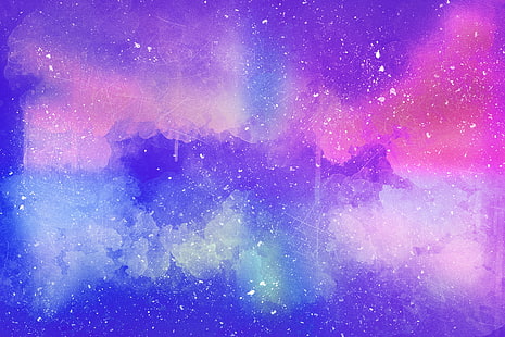 lila, blå och rosa grafisk tapet, färg, akvarell, yta, fläckar, HD tapet HD wallpaper
