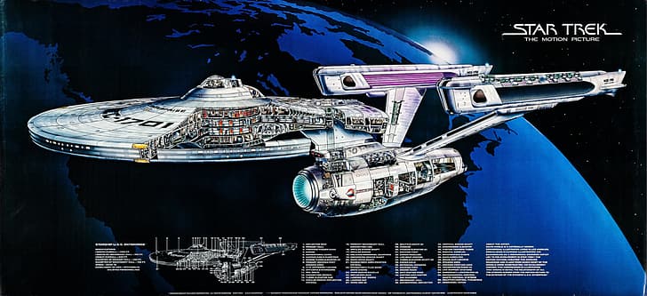 Star Trek, USS Enterprise (rymdskepp), Star Trek: TOS, Deck Plans, HD tapet