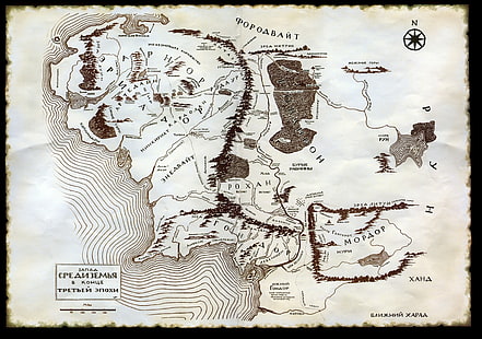 рисунка на кафява карта, карта, Warner Bros, Monolith Productions, Middle-Earth: Shadow Of Mordor, Interactive Entertainment, HD тапет HD wallpaper
