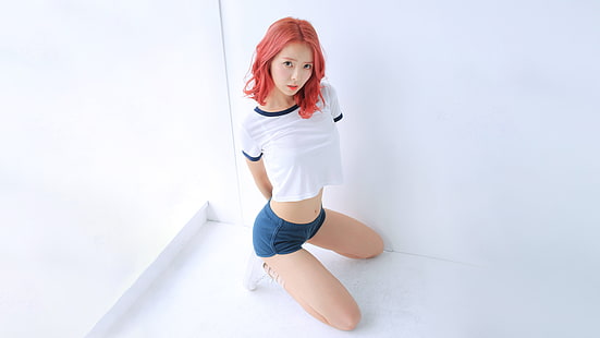 дамска бяла кроп тениска, K-pop, Stellar (스텔라), Hyoeun, жени, азиатски, HD тапет HD wallpaper