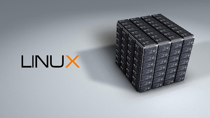 Linux cube logo, linux, system, hi-tech, HD wallpaper
