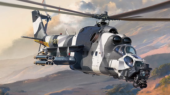 helicóptero de ataque, modificação do Mi-24V, ATE, Mi-24 Super Hind Mk.III, HD papel de parede HD wallpaper
