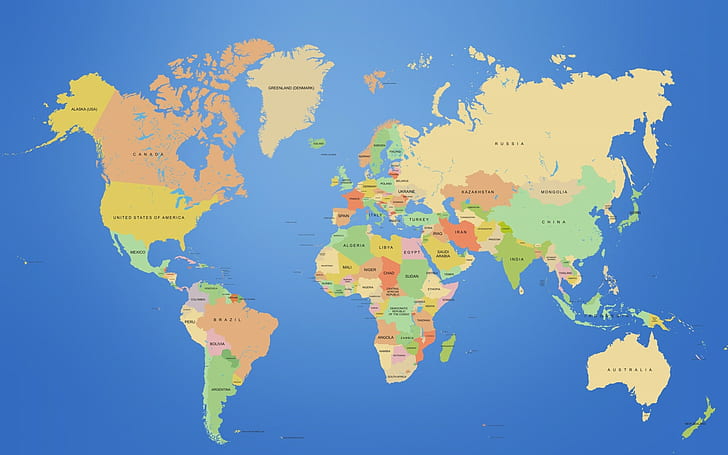 خريطة ، خريطة العالم ، القارات، خلفية HD