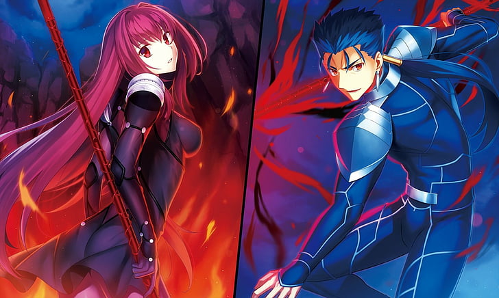 Fate Series, Fate / Grand Order, Lancer (Fate / Stay Night), Scathach (Fate / Grand Order), Sukasaha, Wallpaper HD