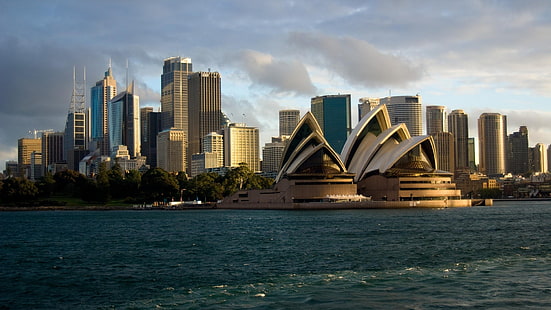 سيدني ، أستراليا ، سيدني ، أستراليا ، دار أوبرا سيدني ، المدينة ، ناطحة سحاب ، البحر، خلفية HD HD wallpaper