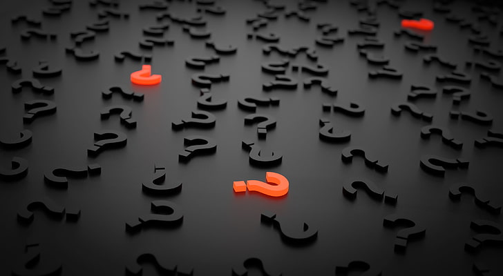 black and red question marks digital wallpaper, question marks, figures, 3d, HD wallpaper