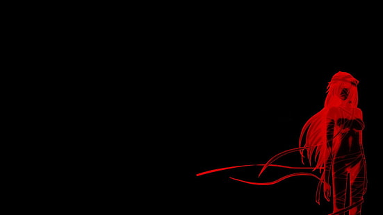 엘펜 거짓말, 루시, 고어, 검정, 빨강, 애니메이션, 속박, 돌연변이, 소녀, 사이코, 긴 머리, HD 배경 화면 HD wallpaper
