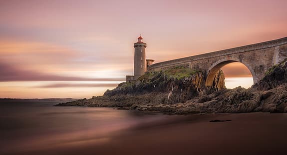  ocean, France, lighthouse, Brittany, Phare du petit minou, Plouzane, HD wallpaper HD wallpaper
