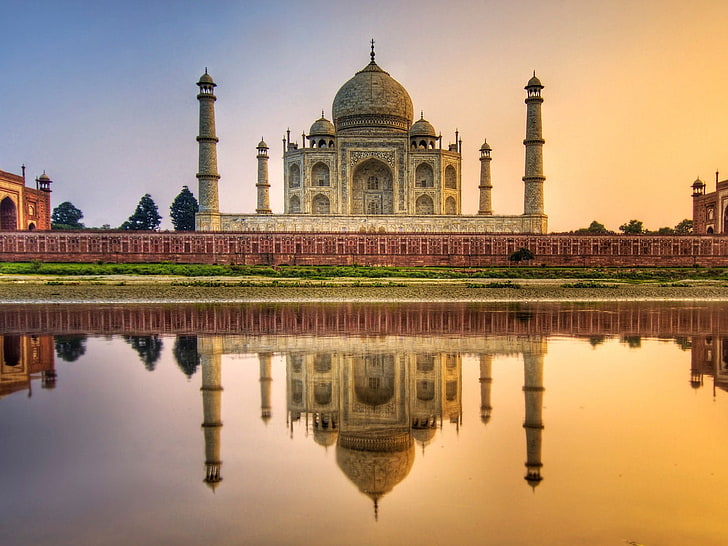 Taj Mahal, India, arsitektur, refleksi, air, Taj Mahal, istana, India, Wallpaper HD