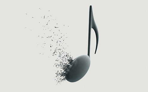 черная нота, иллюстрация, взрыв, ноты, музыка, нота, скрипичный ключ, HD обои HD wallpaper