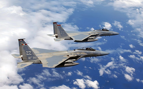 F 15Cイーグルスが沖縄上空を飛ぶ、オーバー、イーグルス、ハエ、沖縄、 HDデスクトップの壁紙 HD wallpaper