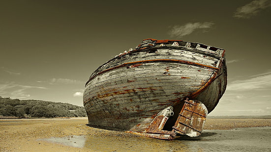 barco, naufragio, vehículo, Fondo de pantalla HD HD wallpaper