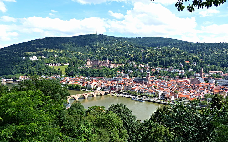 Гейдельберг - город на реке Неккар на юго-западе Германии, известный своим выдающимся университетом 14-го века., HD обои