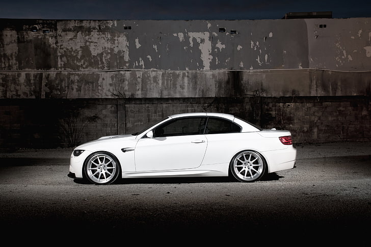 cupê branco, branco, parede, BMW, conversível, E93, Cabrio, HD papel de parede