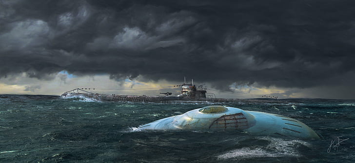 Wojsko, Sci Fi, SM U-99, okręt podwodny, UFO, Tapety HD