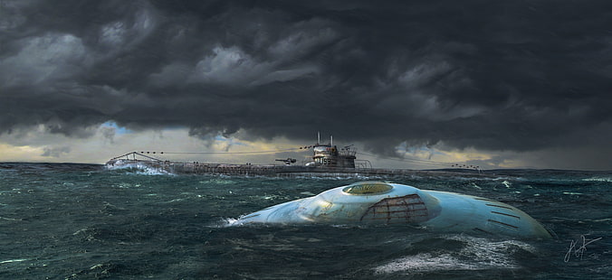 군사, 공상 과학, SM U-99, 잠수함, UFO, HD 배경 화면 HD wallpaper