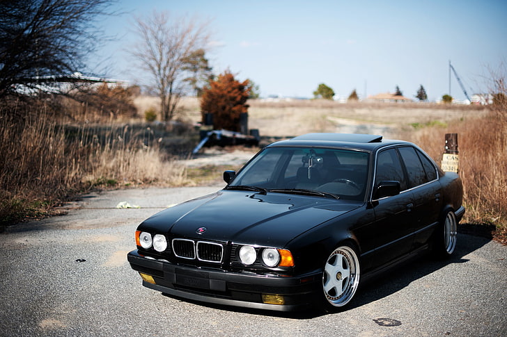 รถเก๋ง BMW สีดำ BMW สีดำจูน E34, 525, วอลล์เปเปอร์ HD