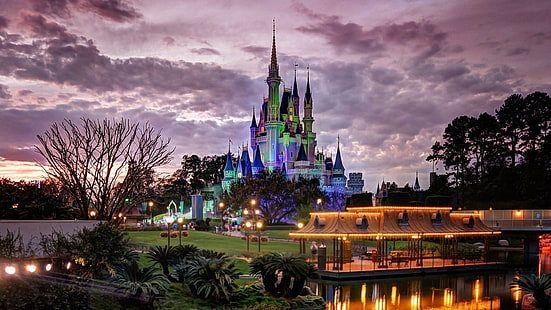 lumière, beauté, château de Cendrillon, Disney, Fond d'écran HD HD wallpaper