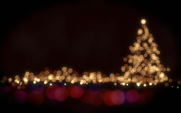 niewyraźne, Boże Narodzenie, Choinka, bokeh, lampki choinkowe, światełka, Tapety HD
