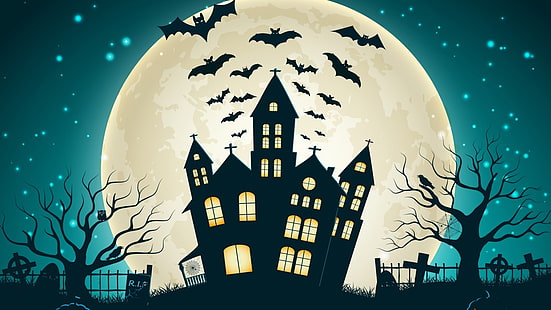 Spukhaus digitale Tapete, Halloween, HD-Hintergrundbild HD wallpaper
