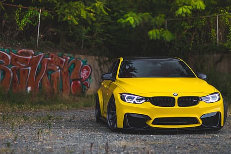BMW, Черен, Жълт, F80, M3, HD тапет HD wallpaper