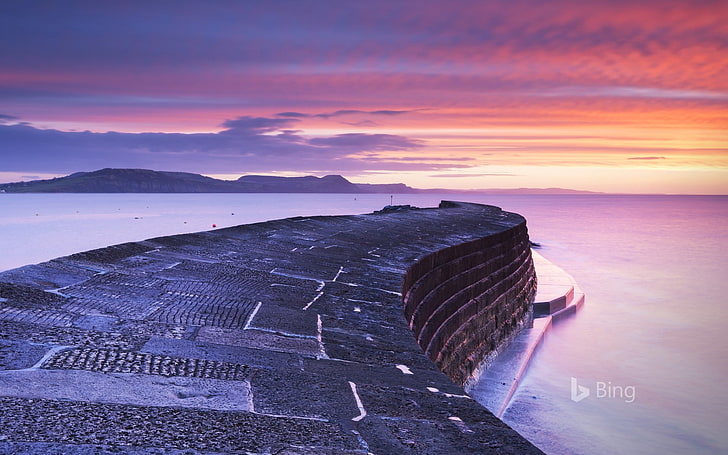 Dorset Lyme Regis Sunrise-2017 Bing Desktop Wallpa.., HD wallpaper