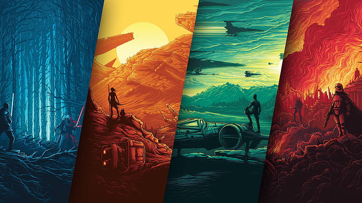 Kylo Ren, Rey (Yıldız Savaşlarından), Kaptan Phasma, BB-8, Yıldız Savaşları, HD masaüstü duvar kağıdı
