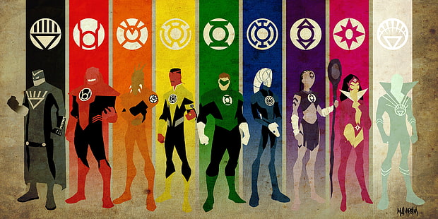 วอลล์เปเปอร์ดิจิทัลฮีโร่ DC, การ์ตูนดีซี, ซูเปอร์ฮีโร่, Green Lantern, Emotional Spectrum, Hal Jordan, Sinestro, วอลล์เปเปอร์ HD HD wallpaper