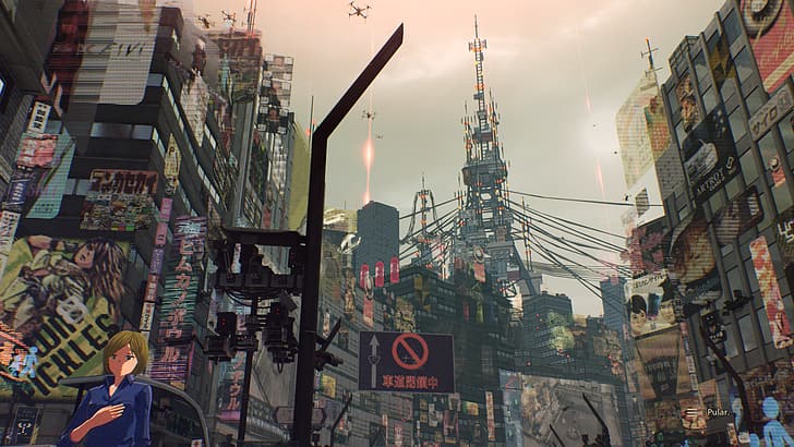 Scarlet Nexus, 애니메이션, 애니메이션 게임, 비디오 게임, 애니메이션 도시, 도시, 스크린 샷, 미래 도시, 일본, HD 배경 화면