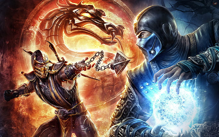 전갈 대 Sub Zero Mortal Kombat, 치명적인 Kombat 전갈 및 Sub-zero 문자 사진, Mortal Kombat, HD 배경 화면